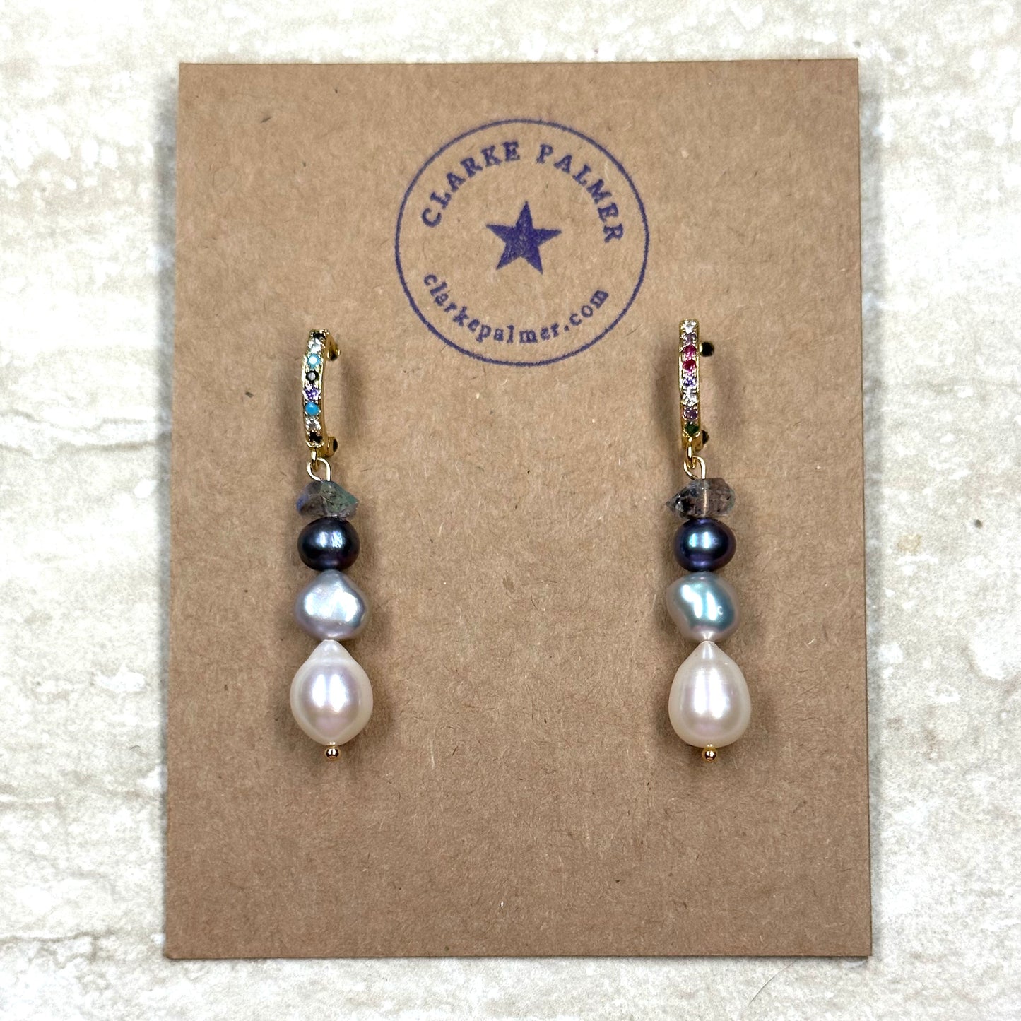 Pearl and Herkimer Diamond Earrings