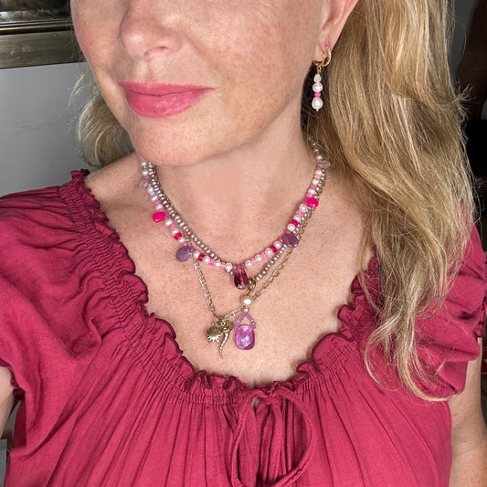 Raspberry Briolette Necklace