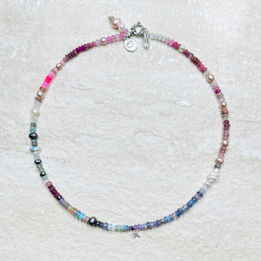 Rose-Violet Opal Star Gemstone Bespoke Necklace