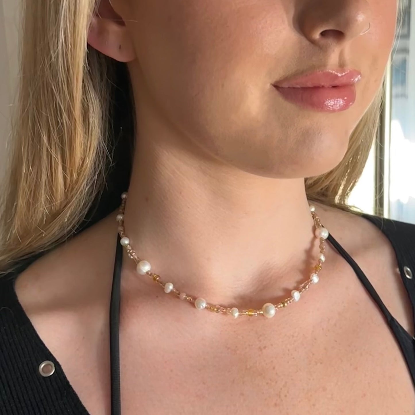 Rosy Glow Pearl Necklace