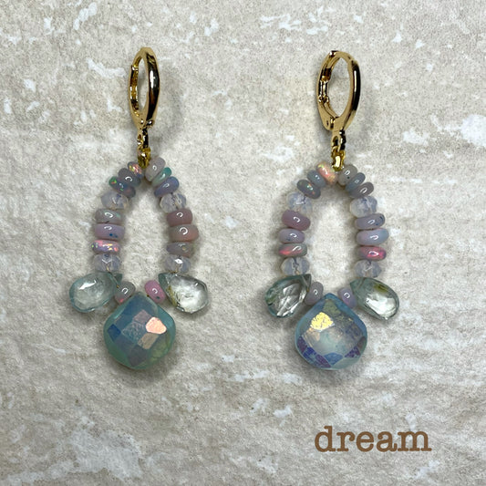 'Dream' Opal and Aquamarine Earrings