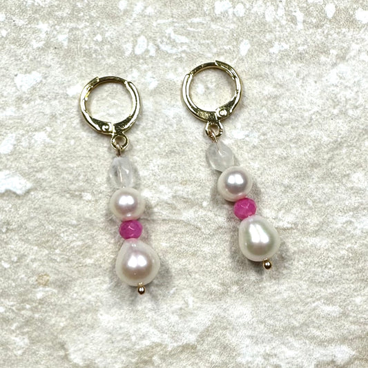 Pearl and Moonstone Drop Earrings