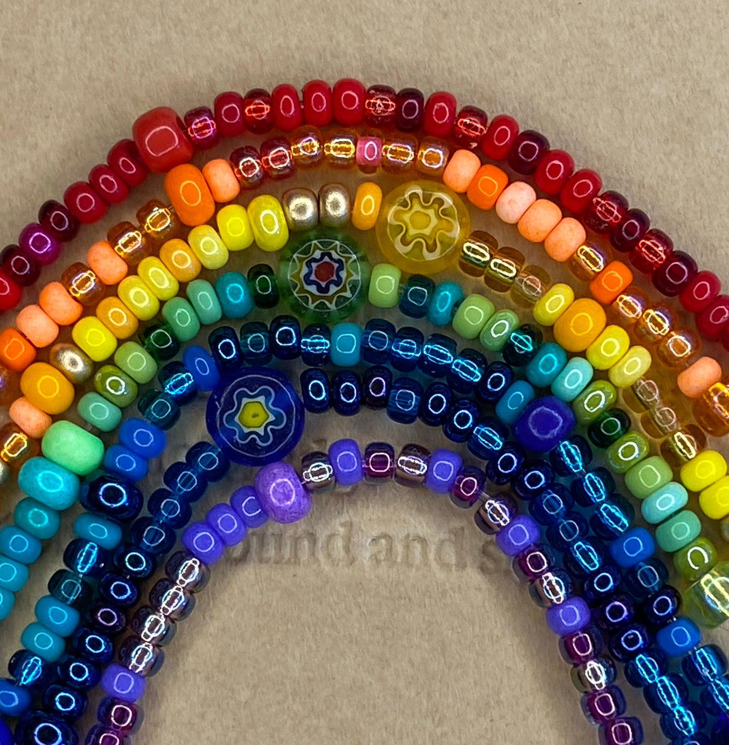 Rainbow Semi-Precious Beaded Charm Necklace