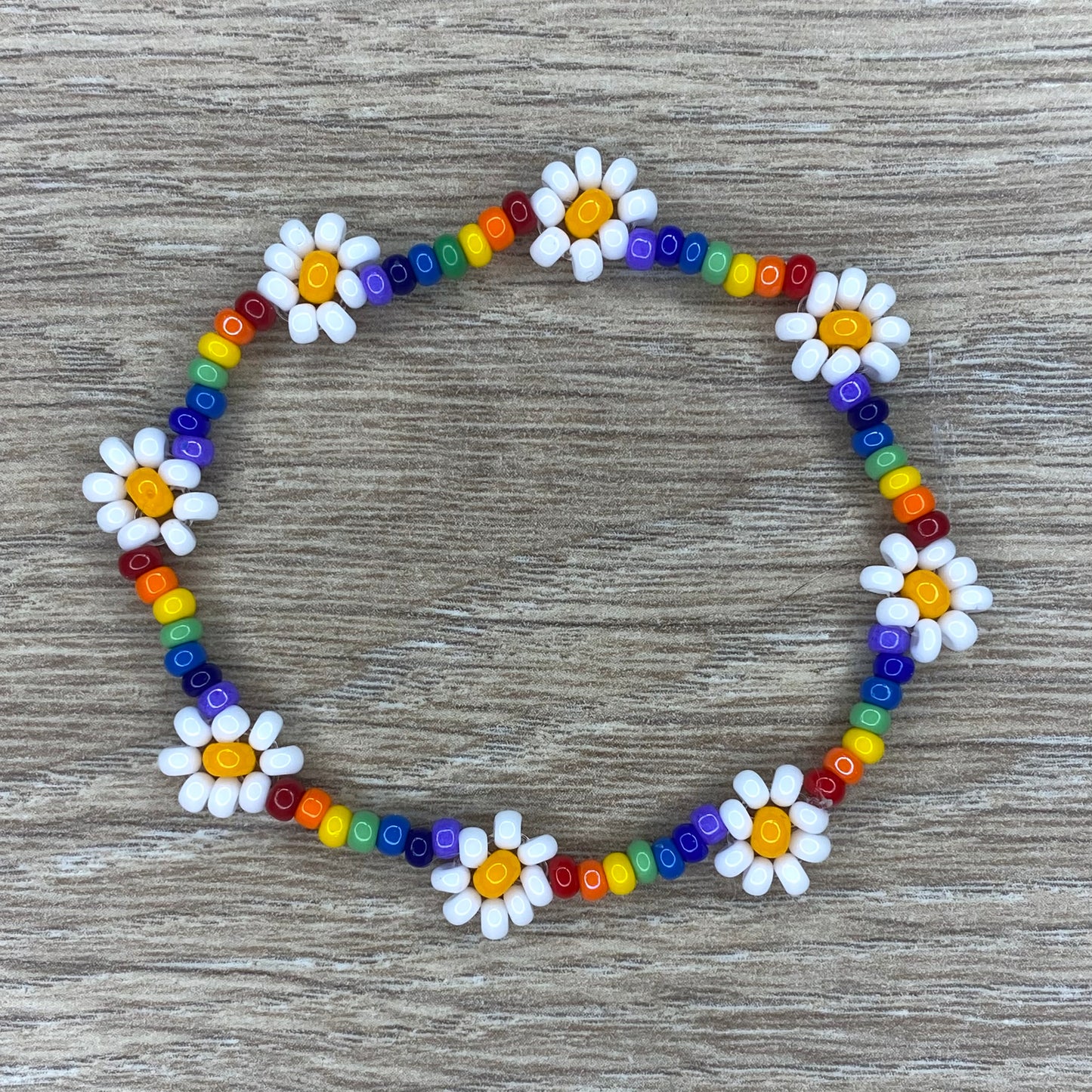 Daisy Rainbow Beaded Bracelet