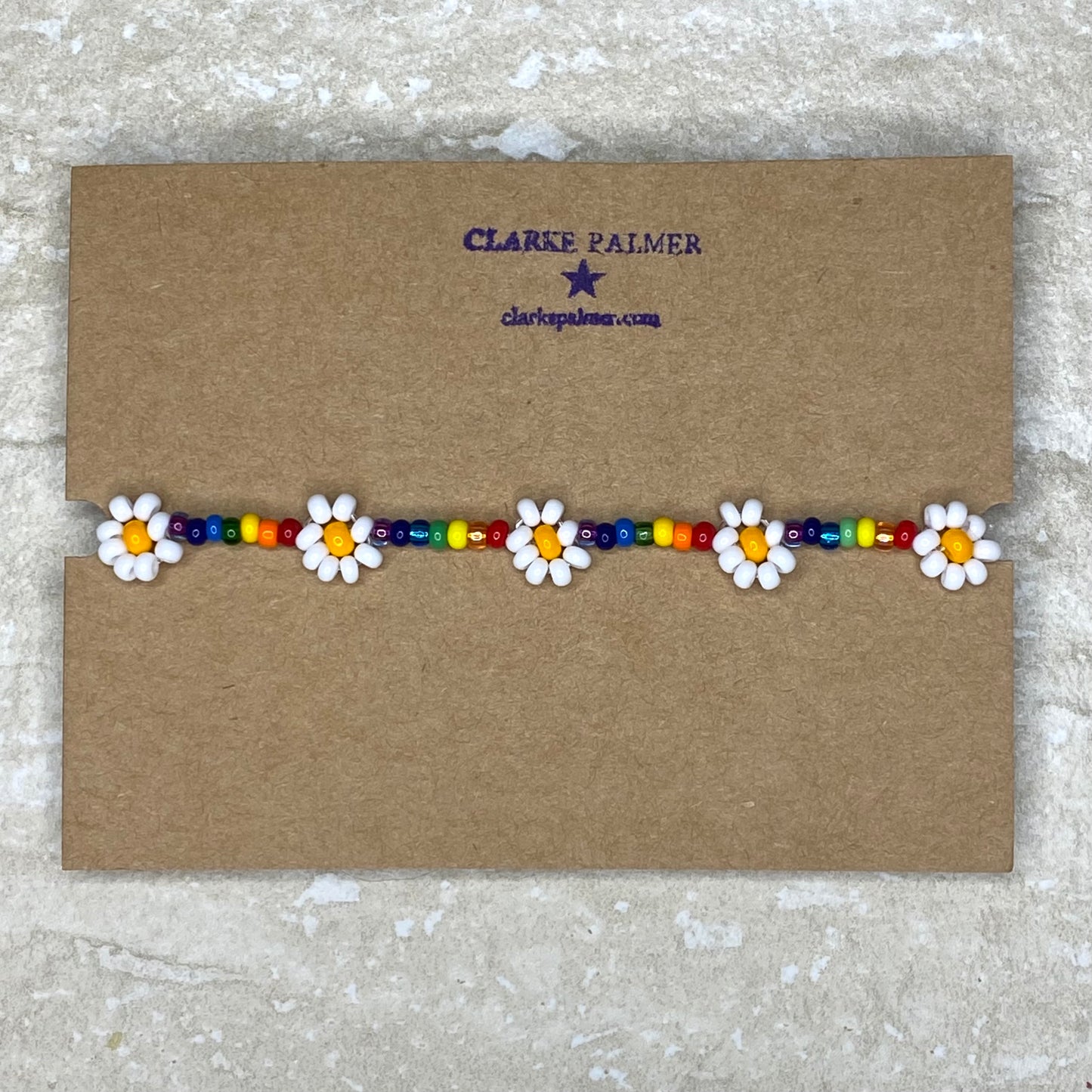 Daisy Rainbow Beaded Bracelet