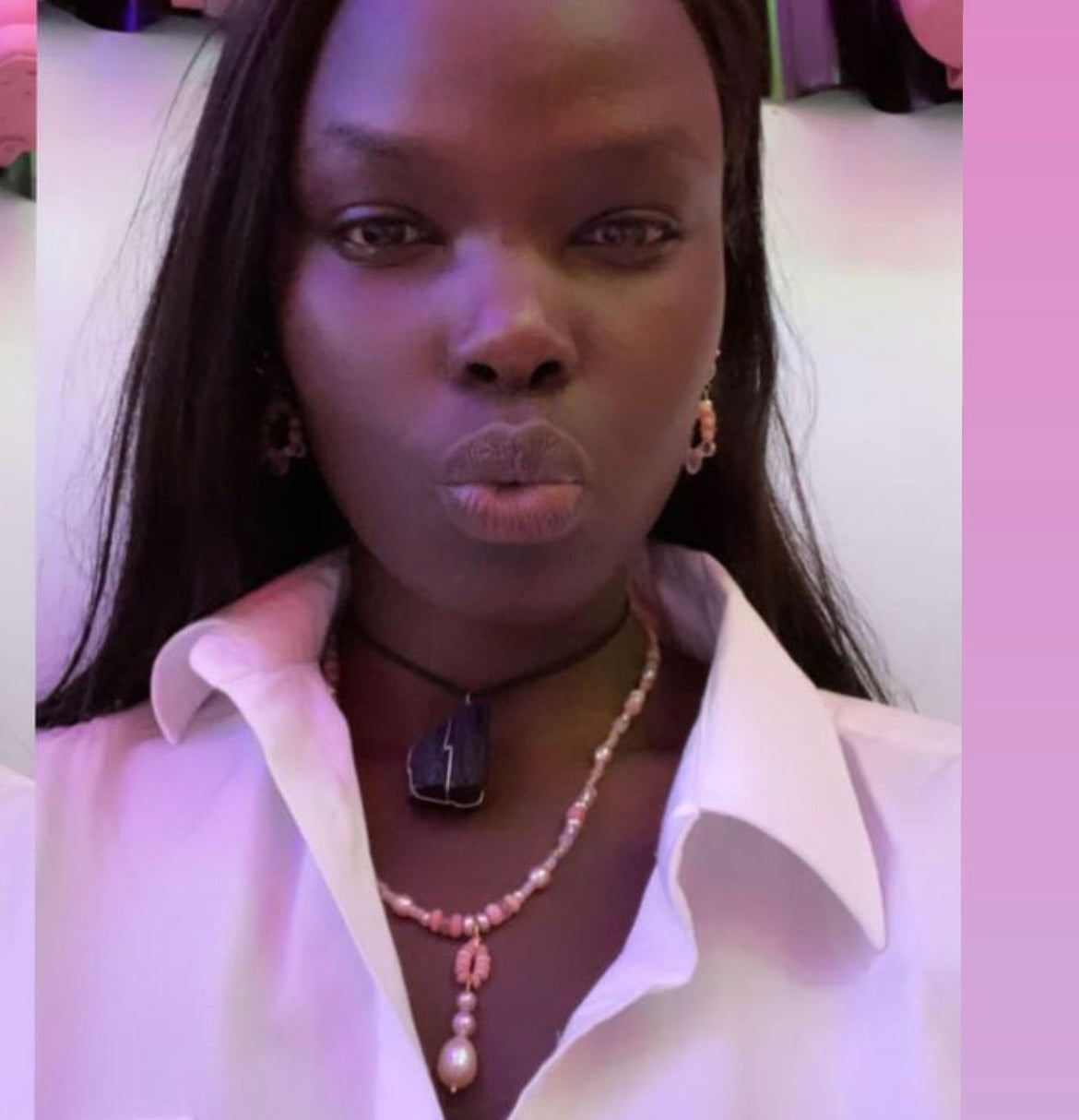 Angel Opal, Rose Quartz and Pearl Necklace