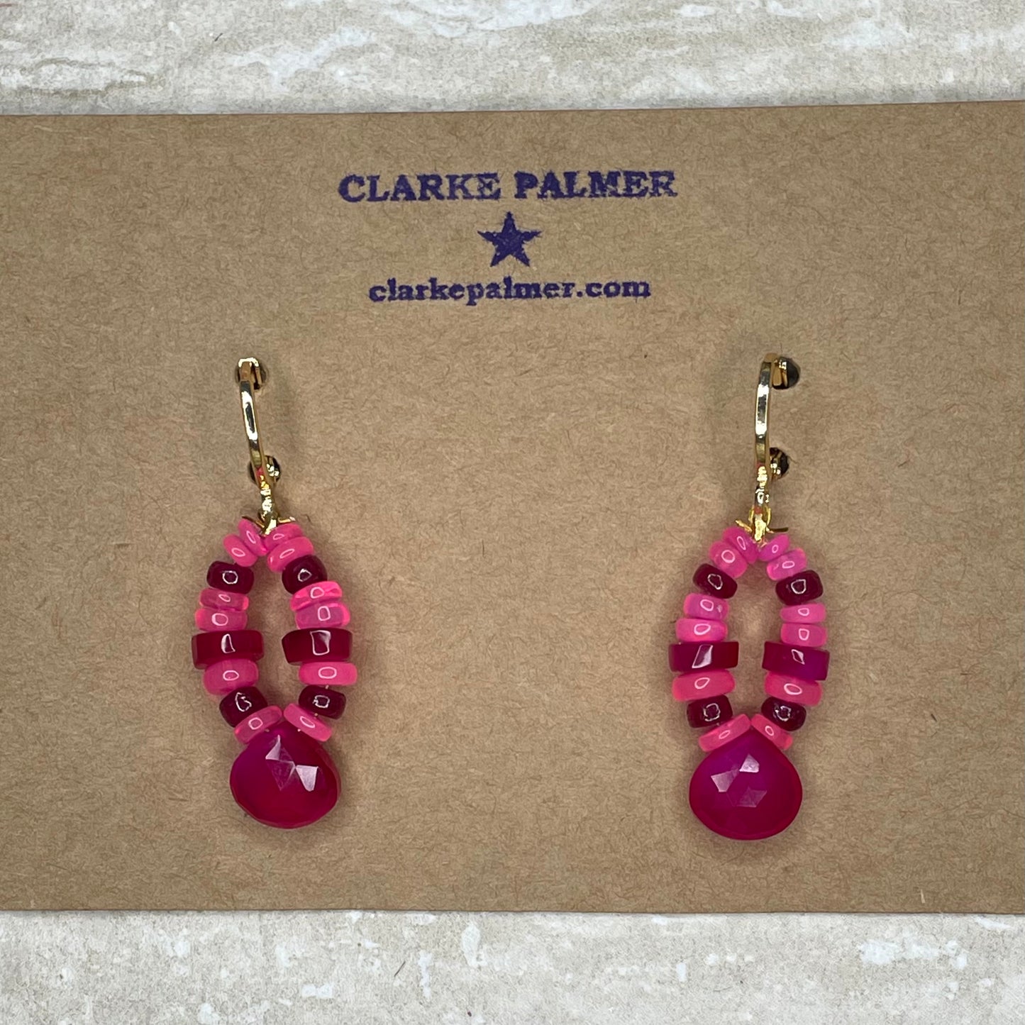 La Vie en Rose Pink Opal, Ruby and Chalcedony Earrings
