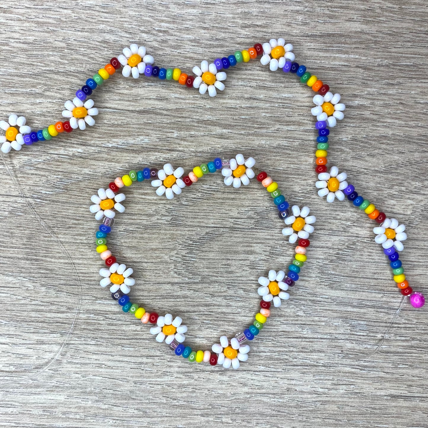 Daisy Rainbow Beaded Bracelet