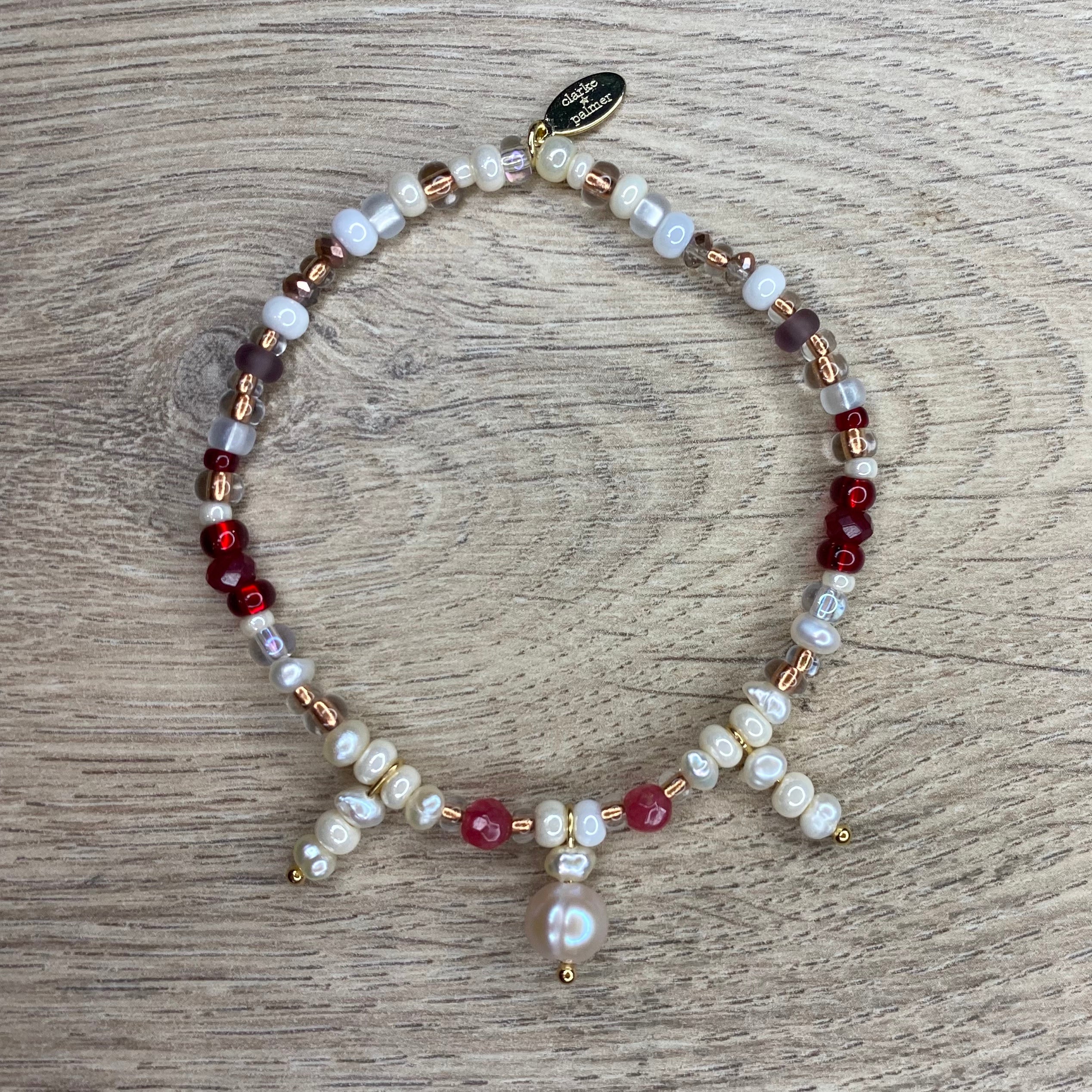 Garnet and hot sale pearl bracelet