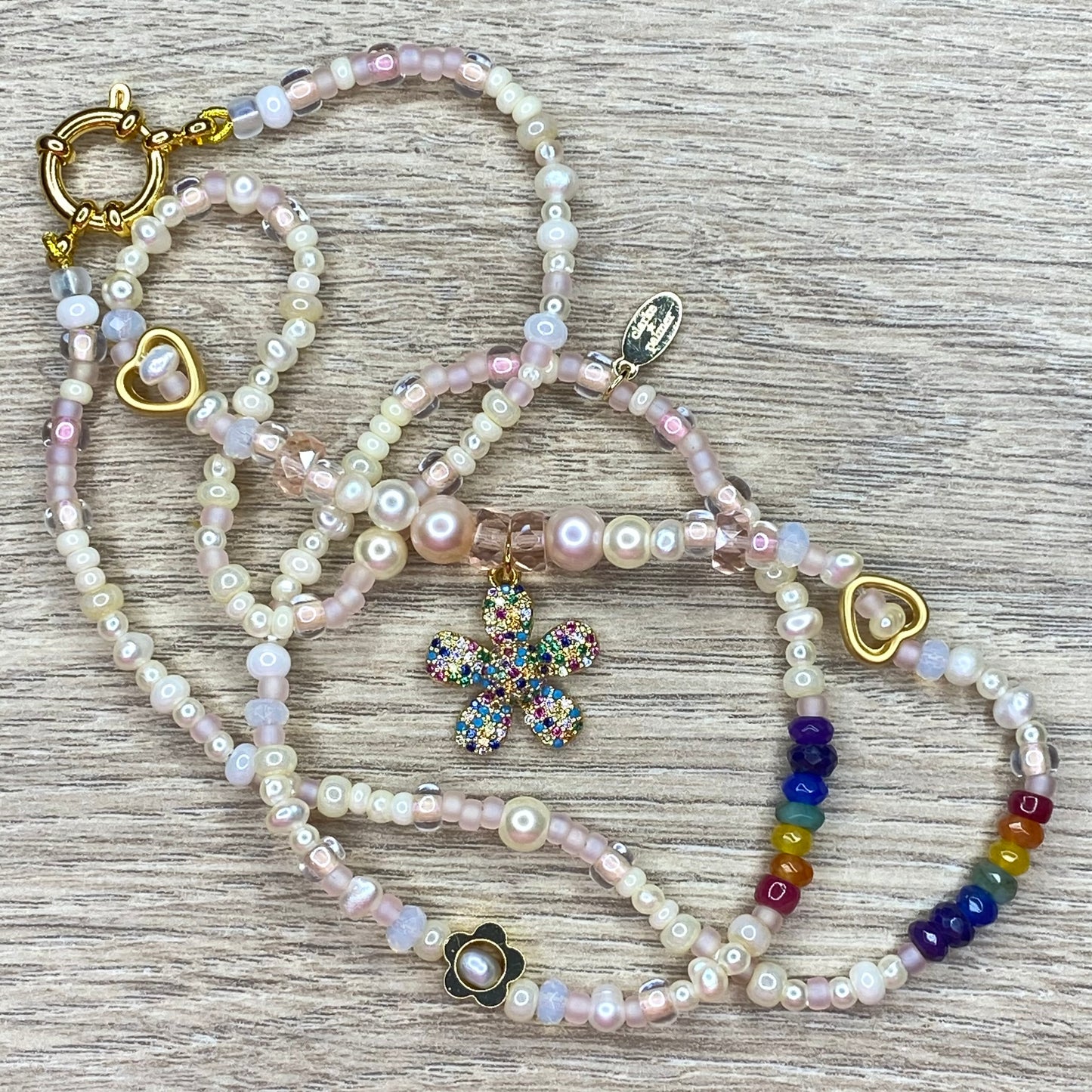Daisy, Pearl and Precious Rainbow Necklace