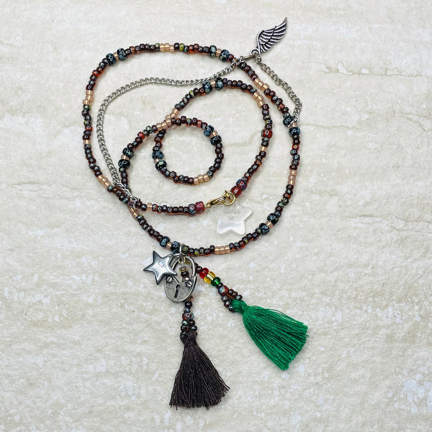 Picasso Beaded Tassel Charm Necklaces for
