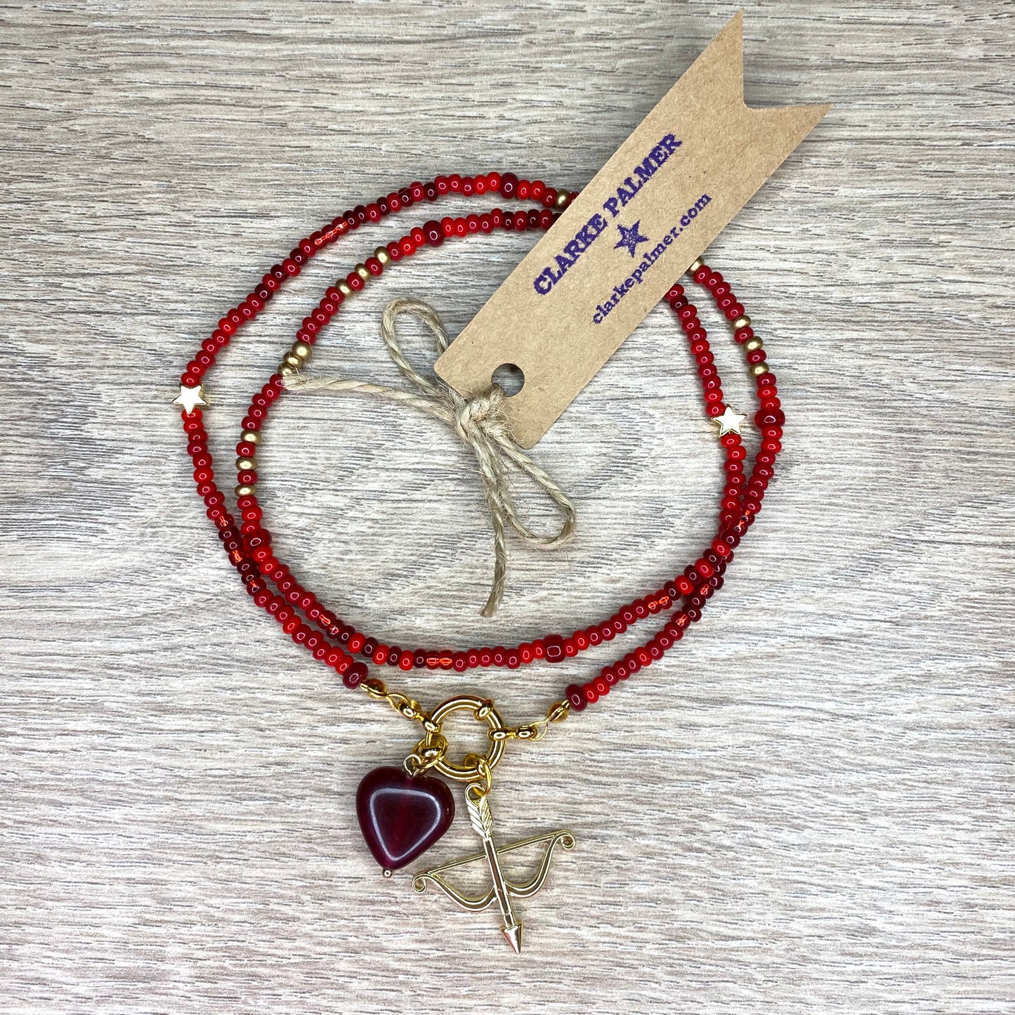 Red and Gold Clasp Charm Necklace