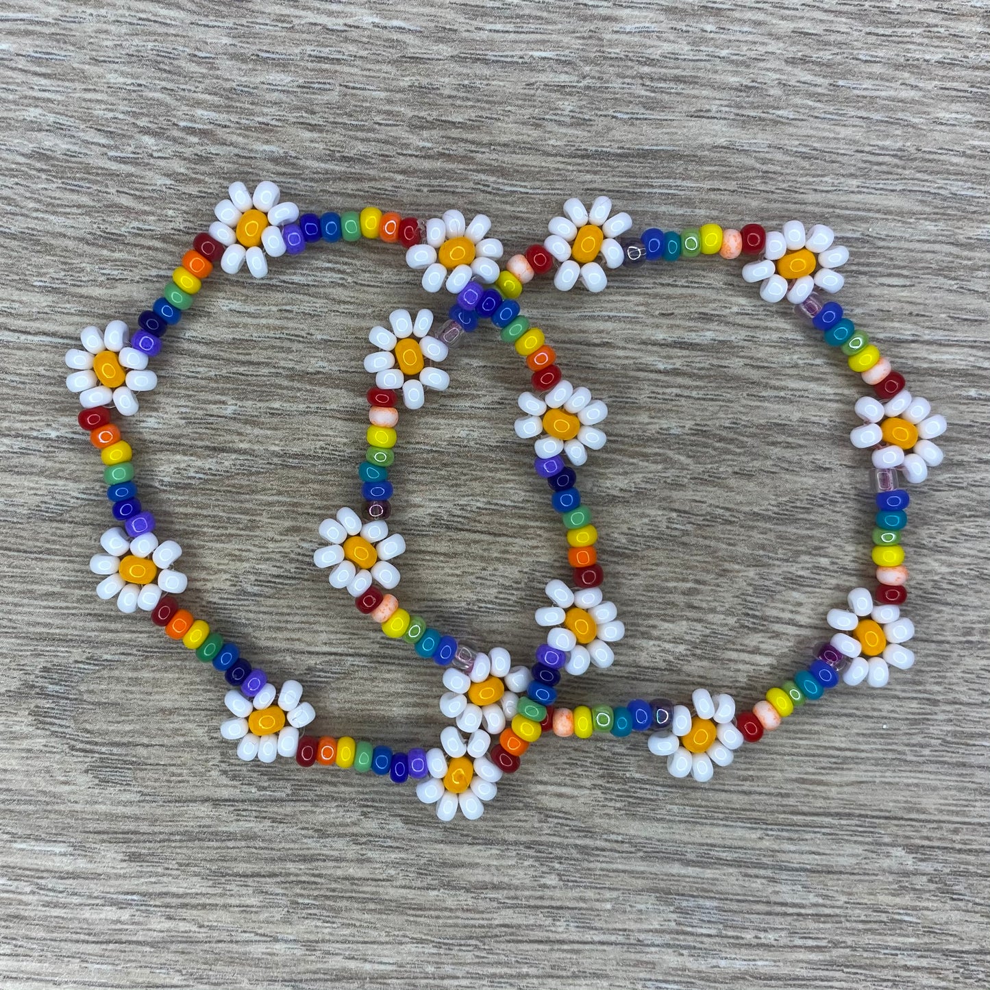Daisy Rainbow Beaded Bracelet