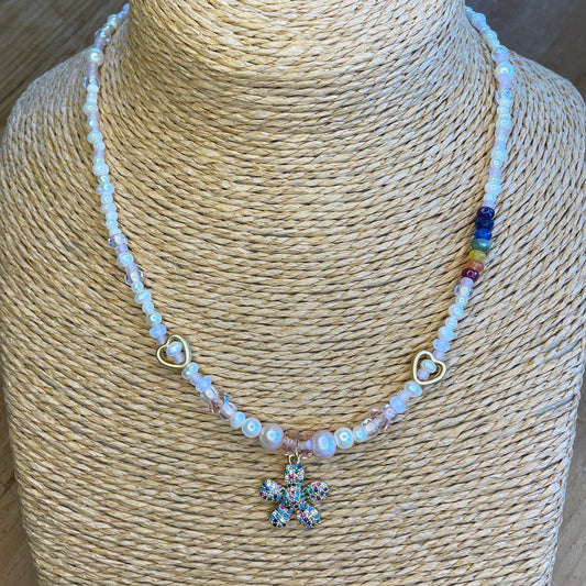 Daisy, Pearl and Precious Rainbow Necklace