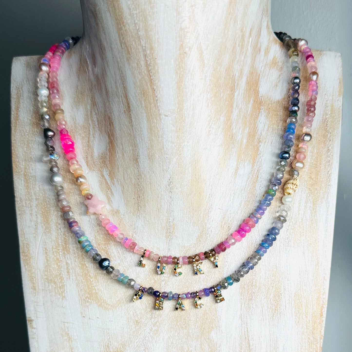 Rose-Violet Opal Star Gemstone Bespoke Necklace
