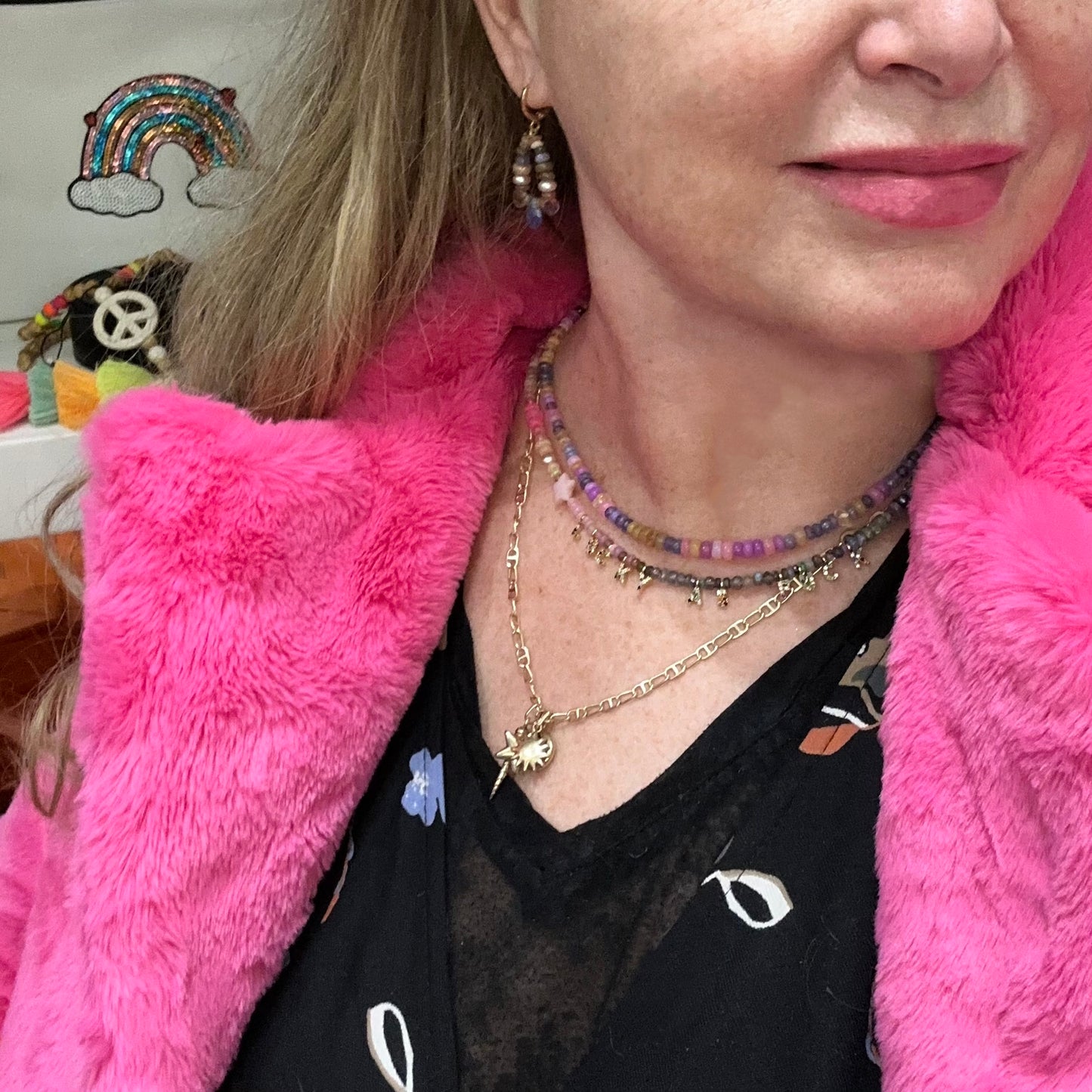 Rose-Violet Opal Star Gemstone Bespoke Necklace