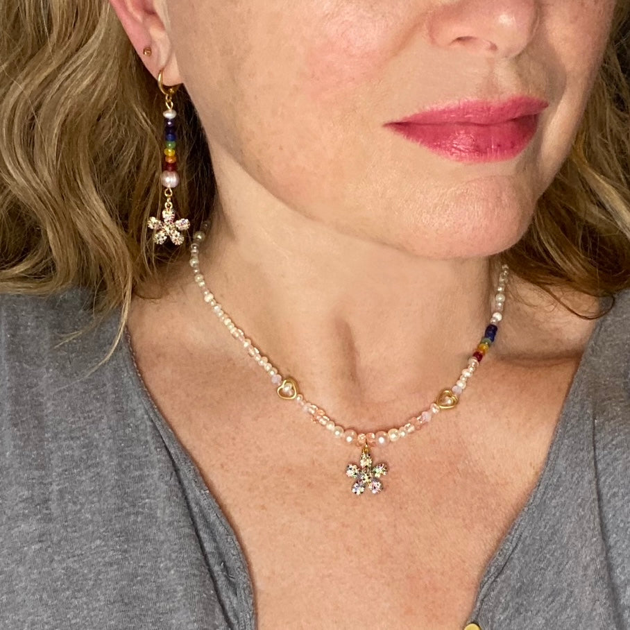 Daisy, Pearl and Precious Rainbow Earrings