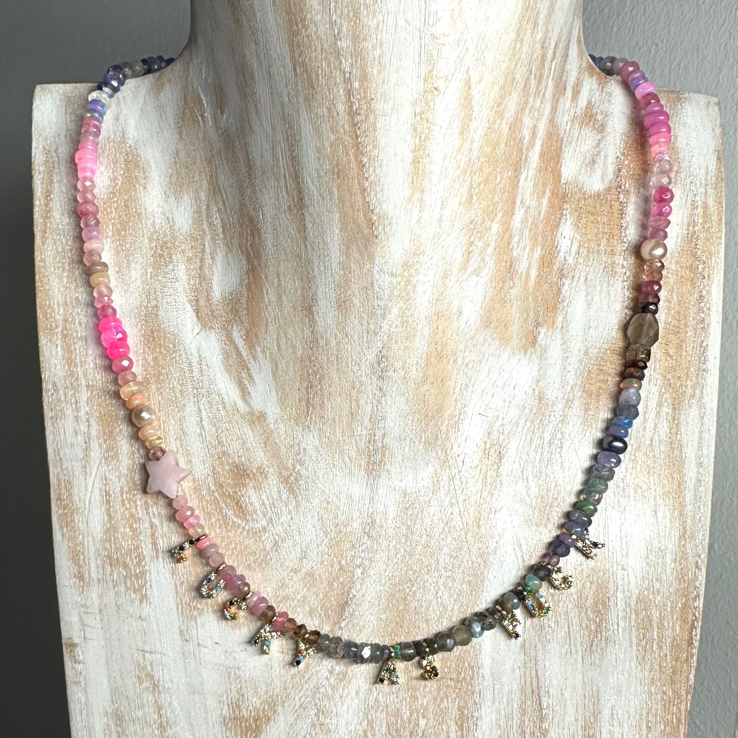 Rose-Violet Opal Star Gemstone Bespoke Necklace