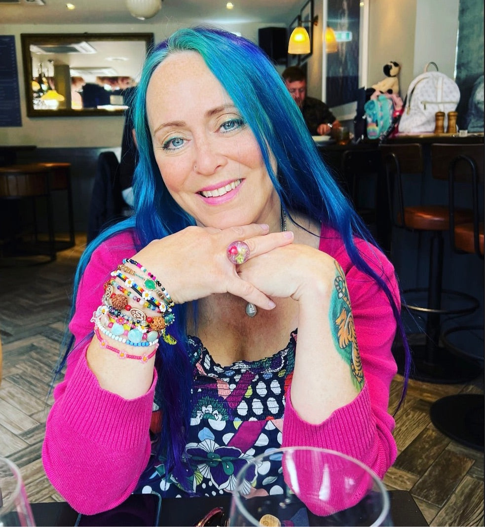 Neon Pink Daisy Beaded Bracelet