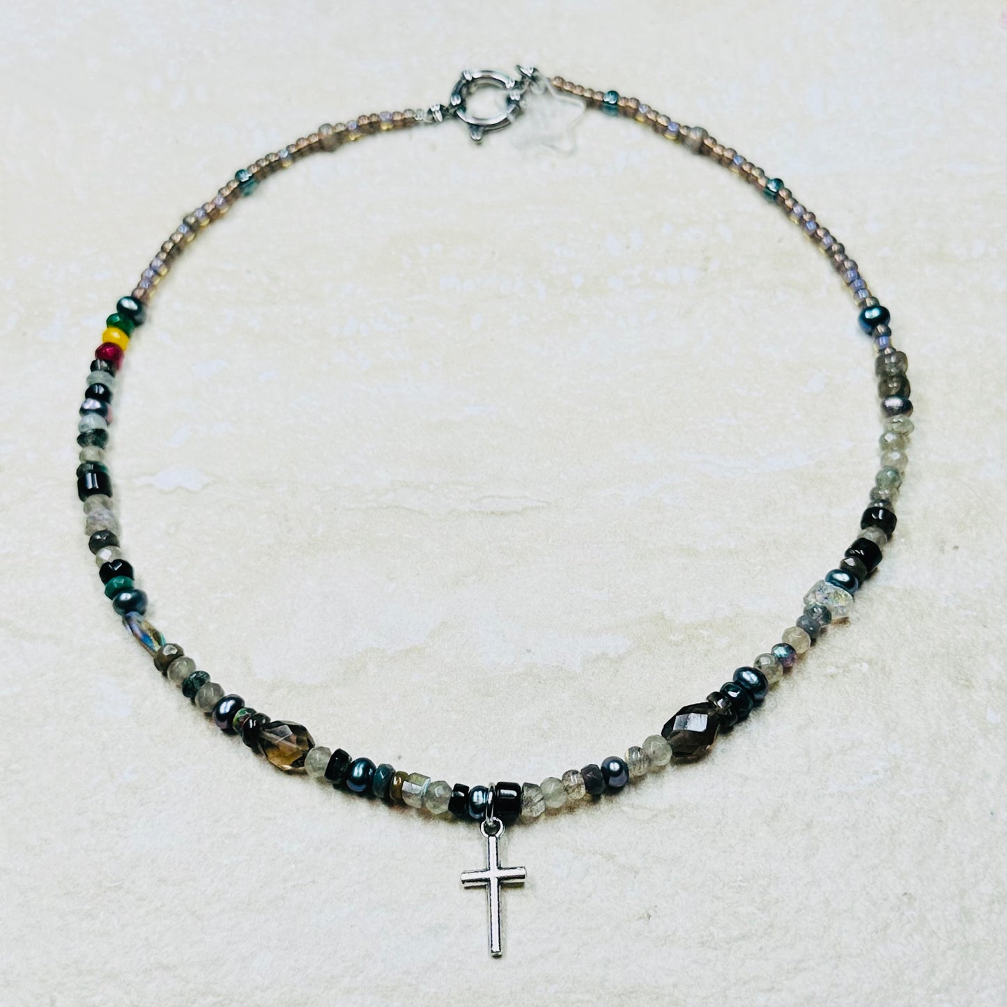 Smoky Quartz Moonstone Earth Chakra Necklace