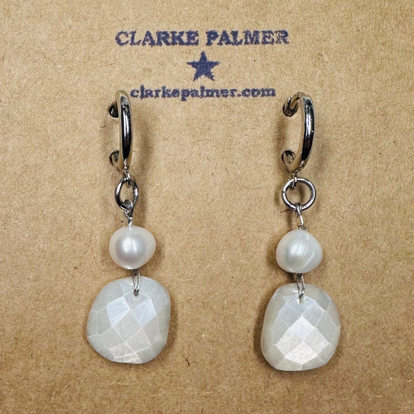 Cloud 9 Moonstone and Pearl Earrings