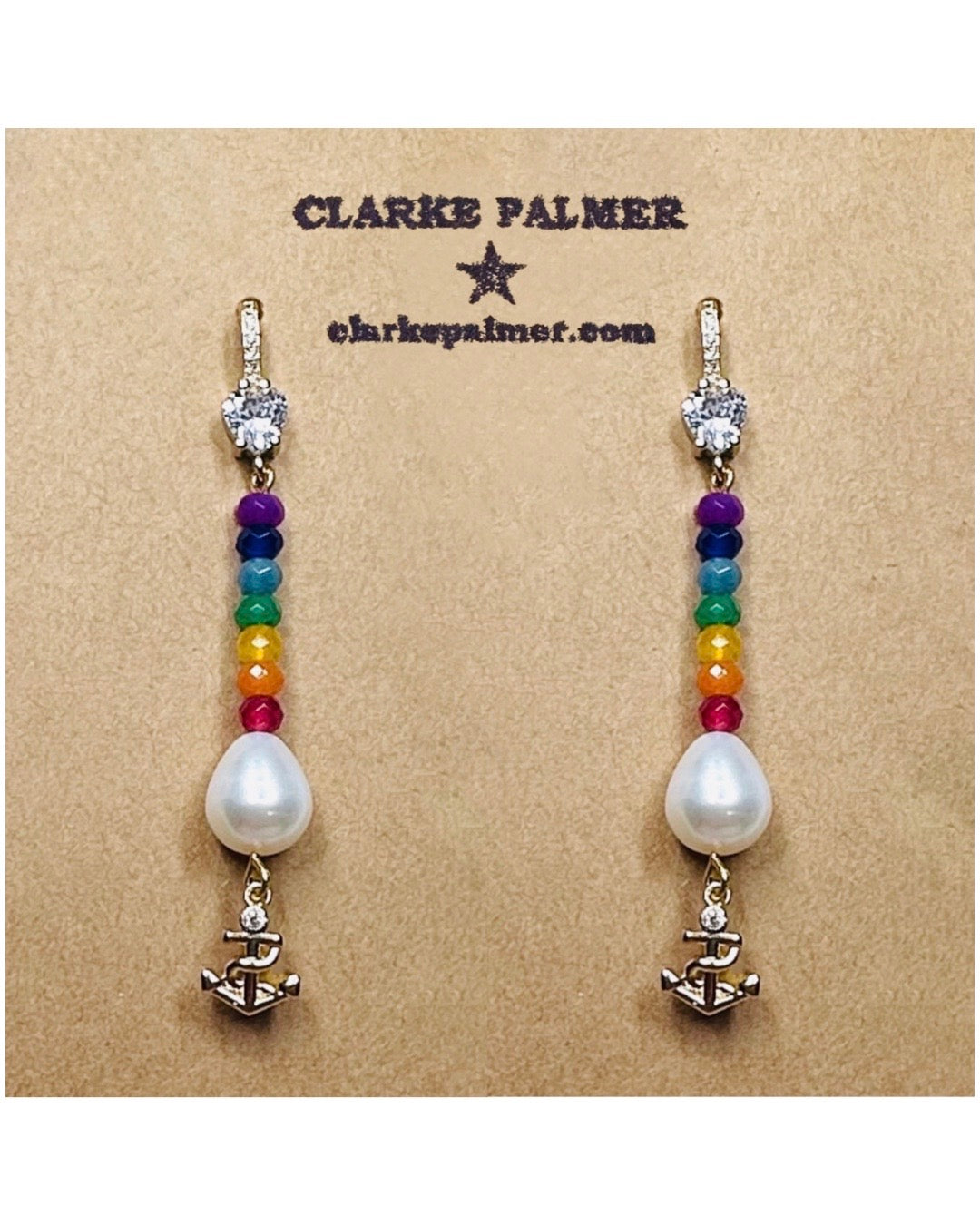 Anchor Pearl and Precious Rainbow Earrings
