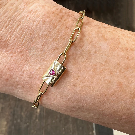 ‘Love You’ Heart Charm Bracelet