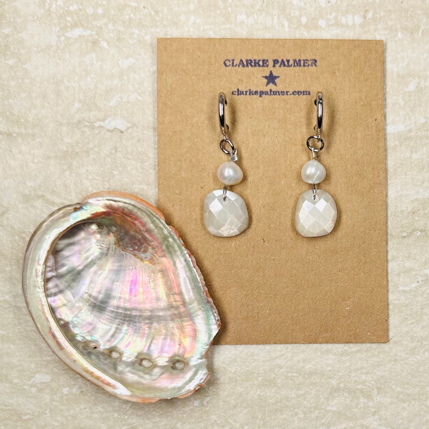 Cloud 9 Moonstone and Pearl Earrings