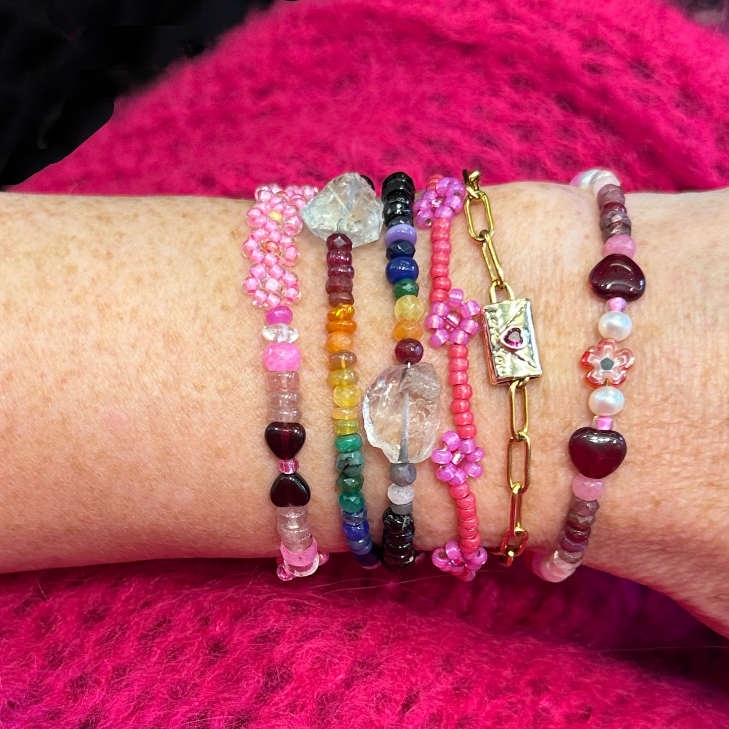 ‘Love You’ Heart Charm Bracelet