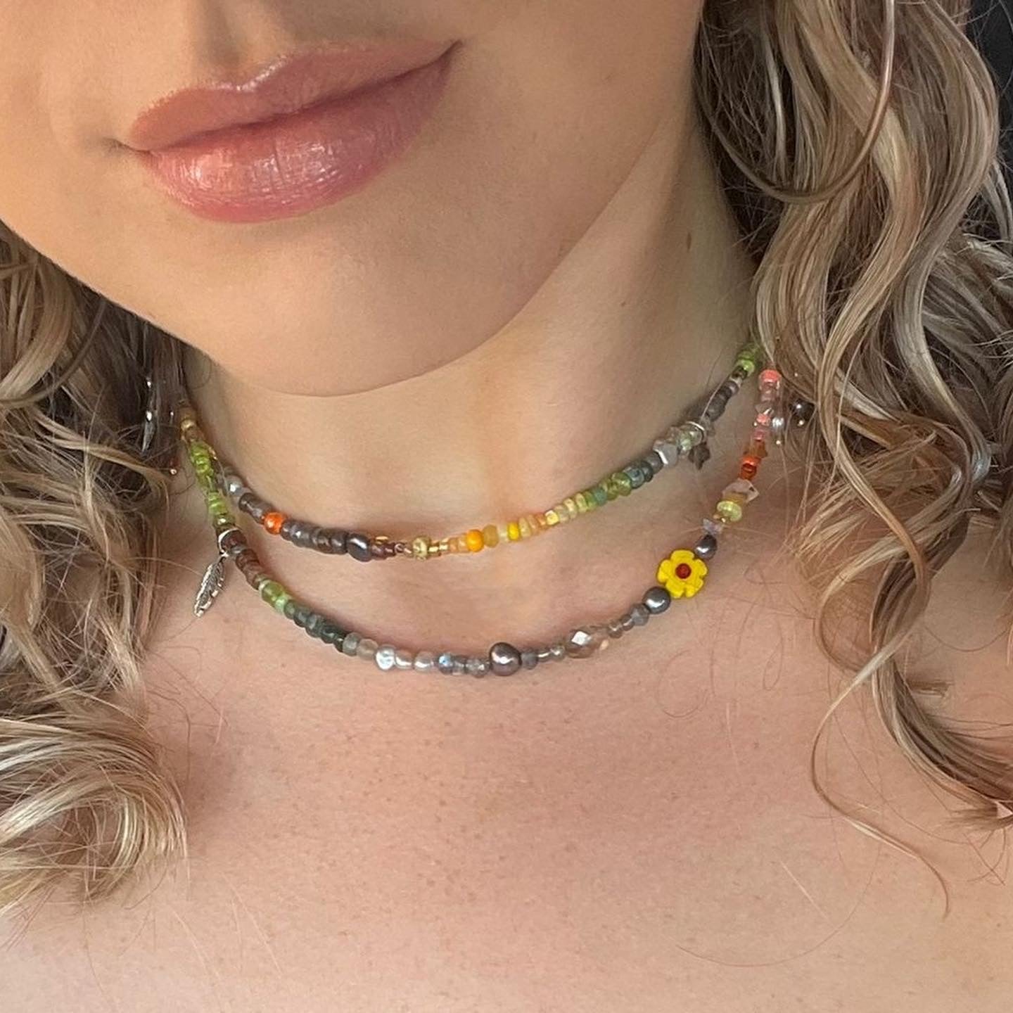 Citrus Neon Camo Precious Charm Necklace