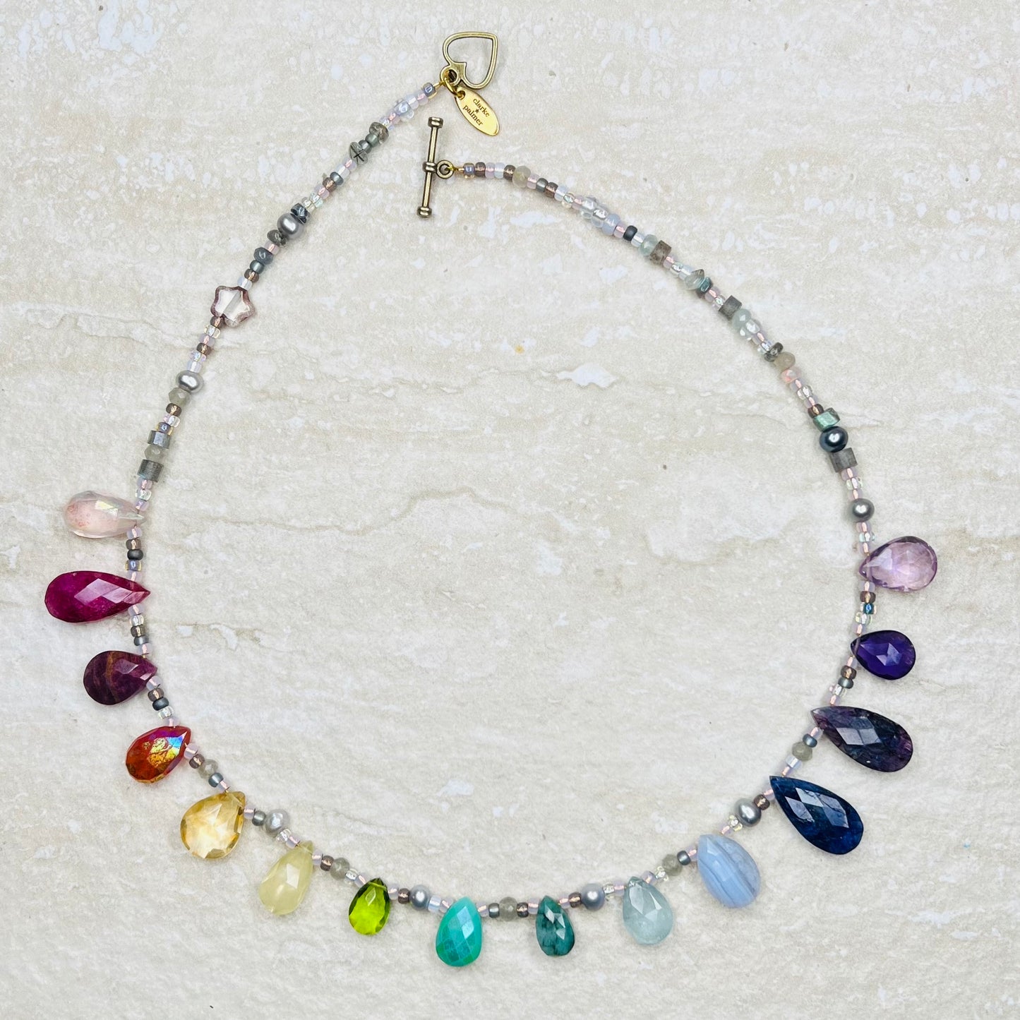Precious Rainbow Briolette Necklace