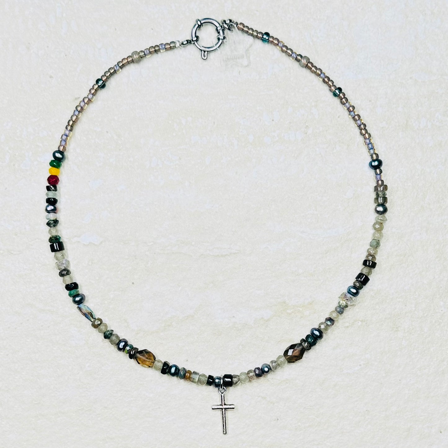 Smoky Quartz Moonstone Earth Chakra Necklace