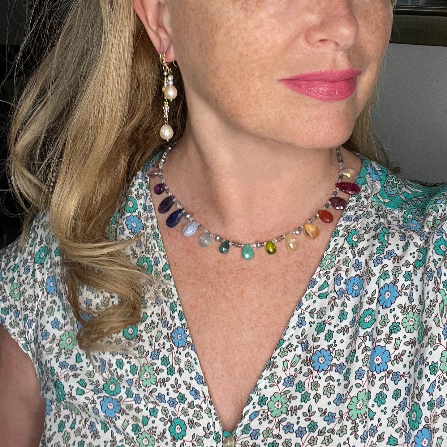 Precious Rainbow Briolette Necklace