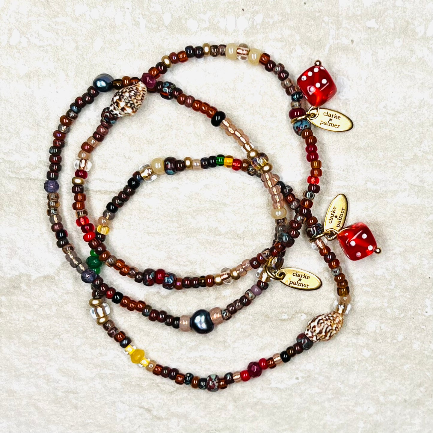 Picasso Beaded Dice Charm Bracelet