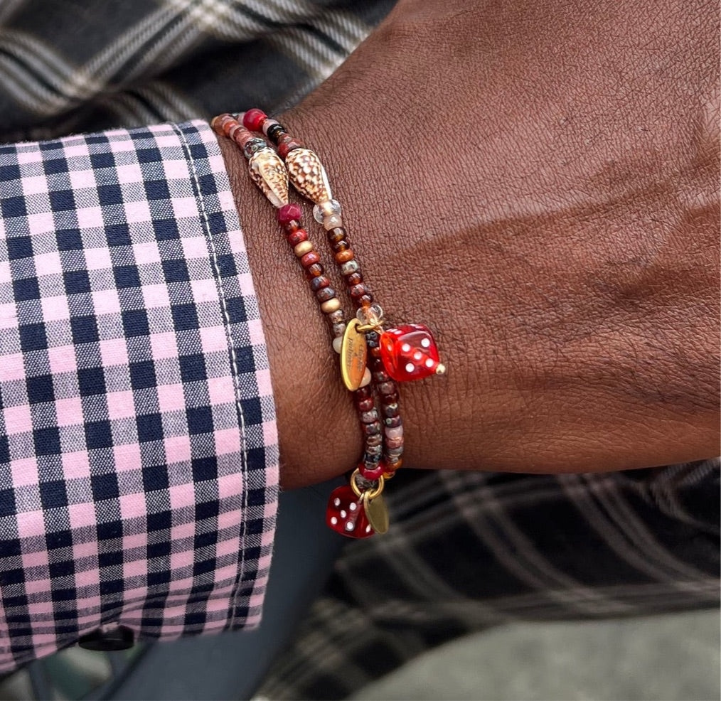 Picasso Beaded Dice Charm Bracelet