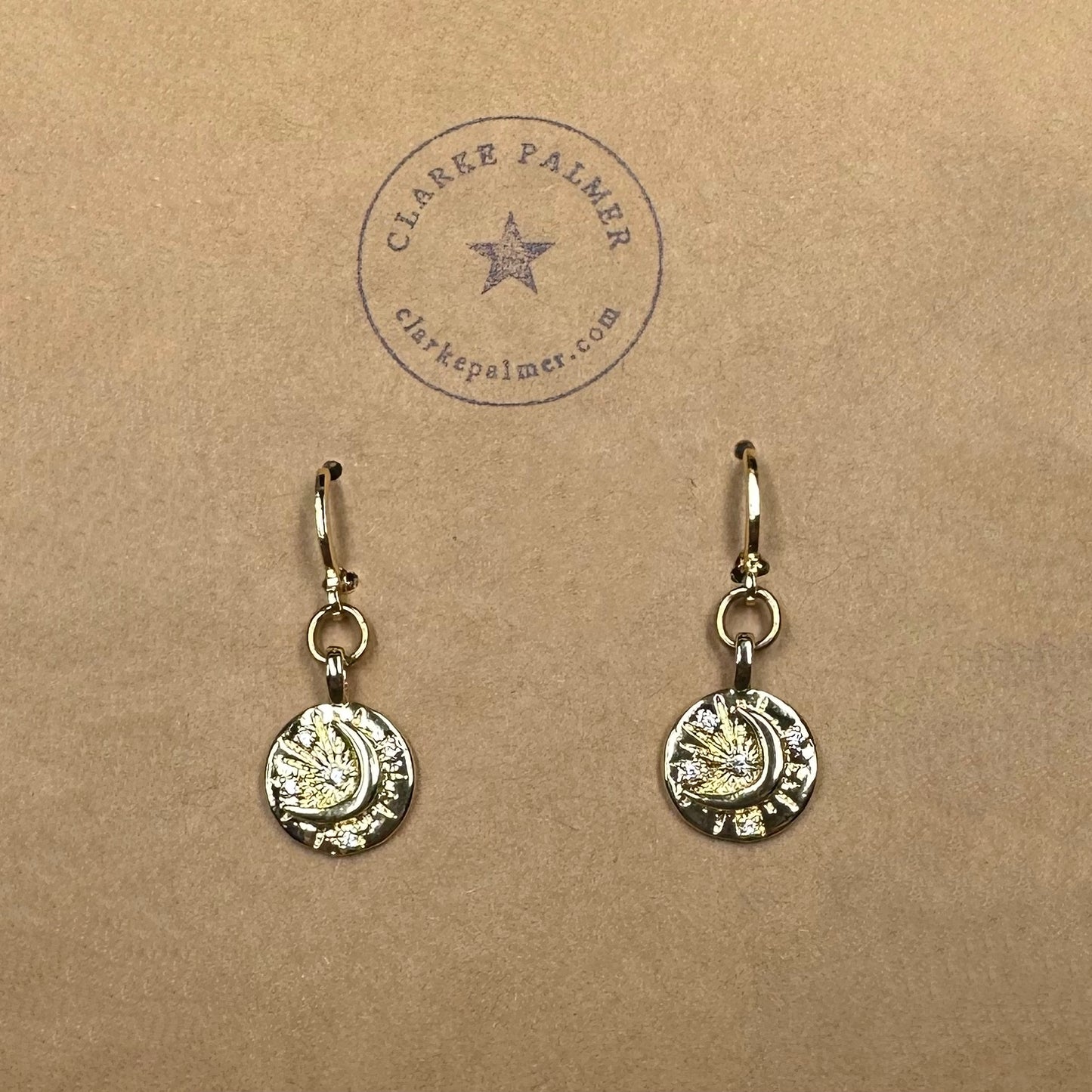 CZ Moon and Star Earrings