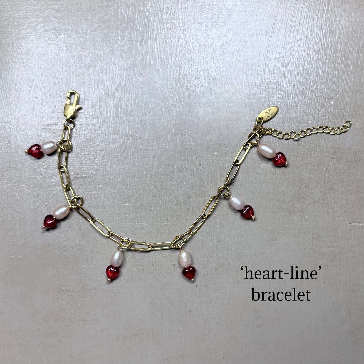 Chain of Hope ‘Wear Your Heart’ Heart Line Bracelet | Chalcedony Heart & Freshwater Pearl Bracelet | Handmade Jewellery | CLARKE PALMER