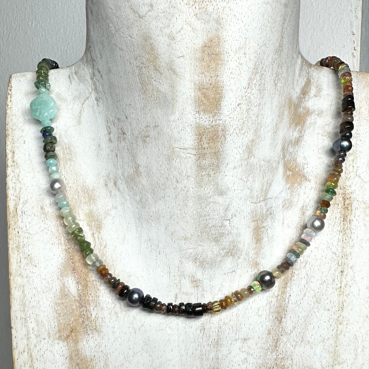 Amazonite Flower Earth Opal Ombré Necklace