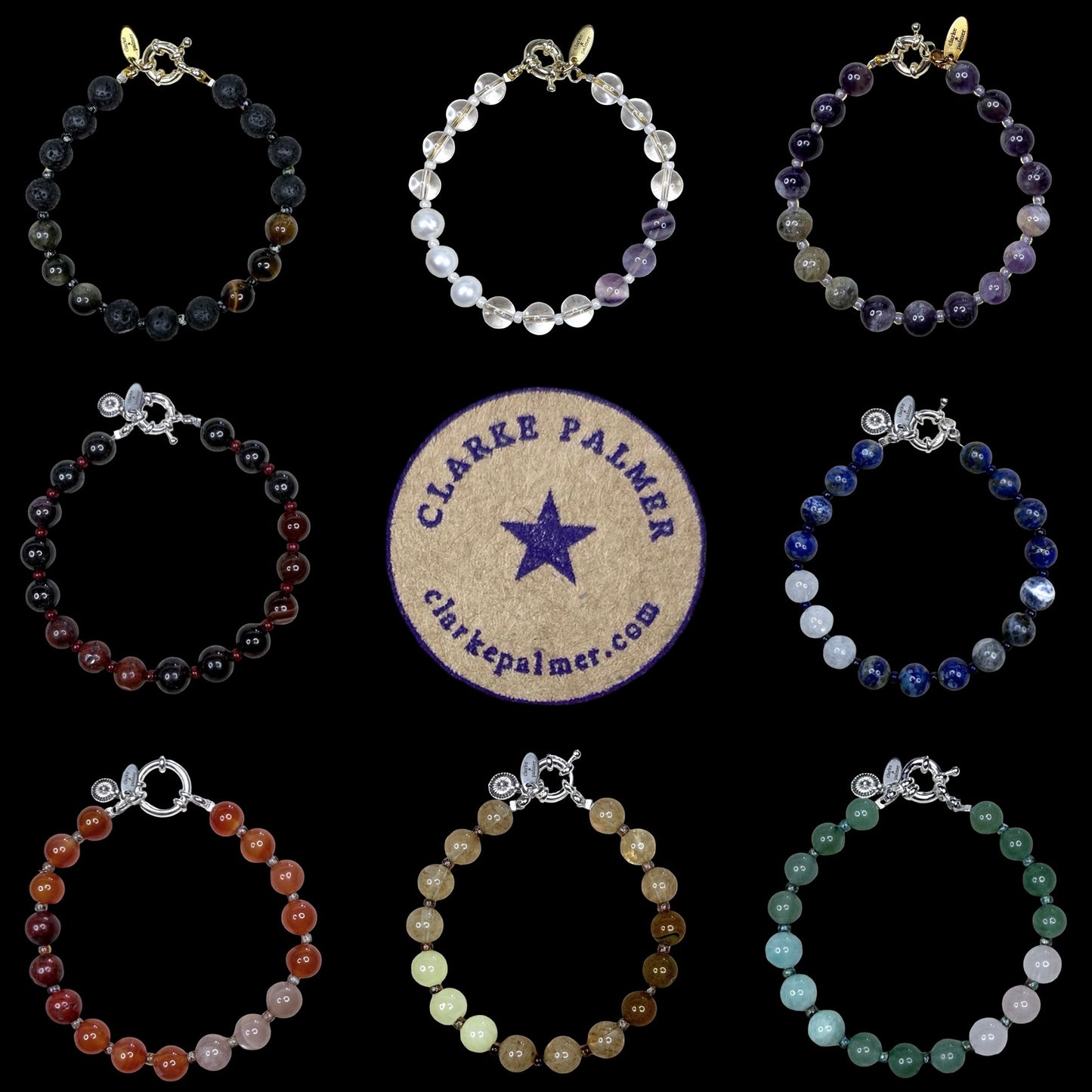 Chakra Energy Bracelet | 8mm Gemstone Stones | Handmade UK | Clarke Palmer