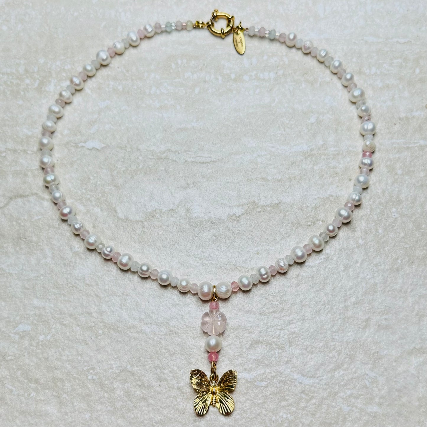 Pearl Charm Butterfly Pendant Necklace