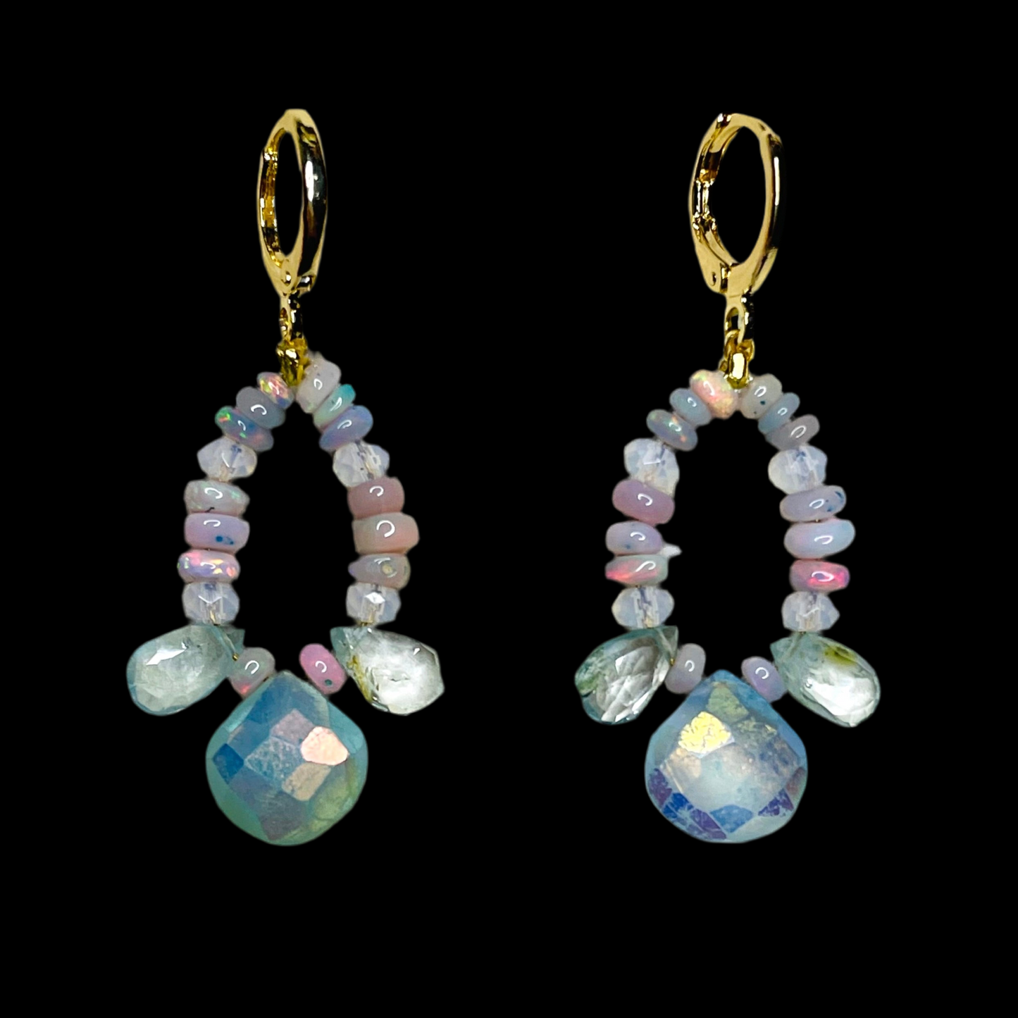 'Dream' Opal and Aquamarine Earrings