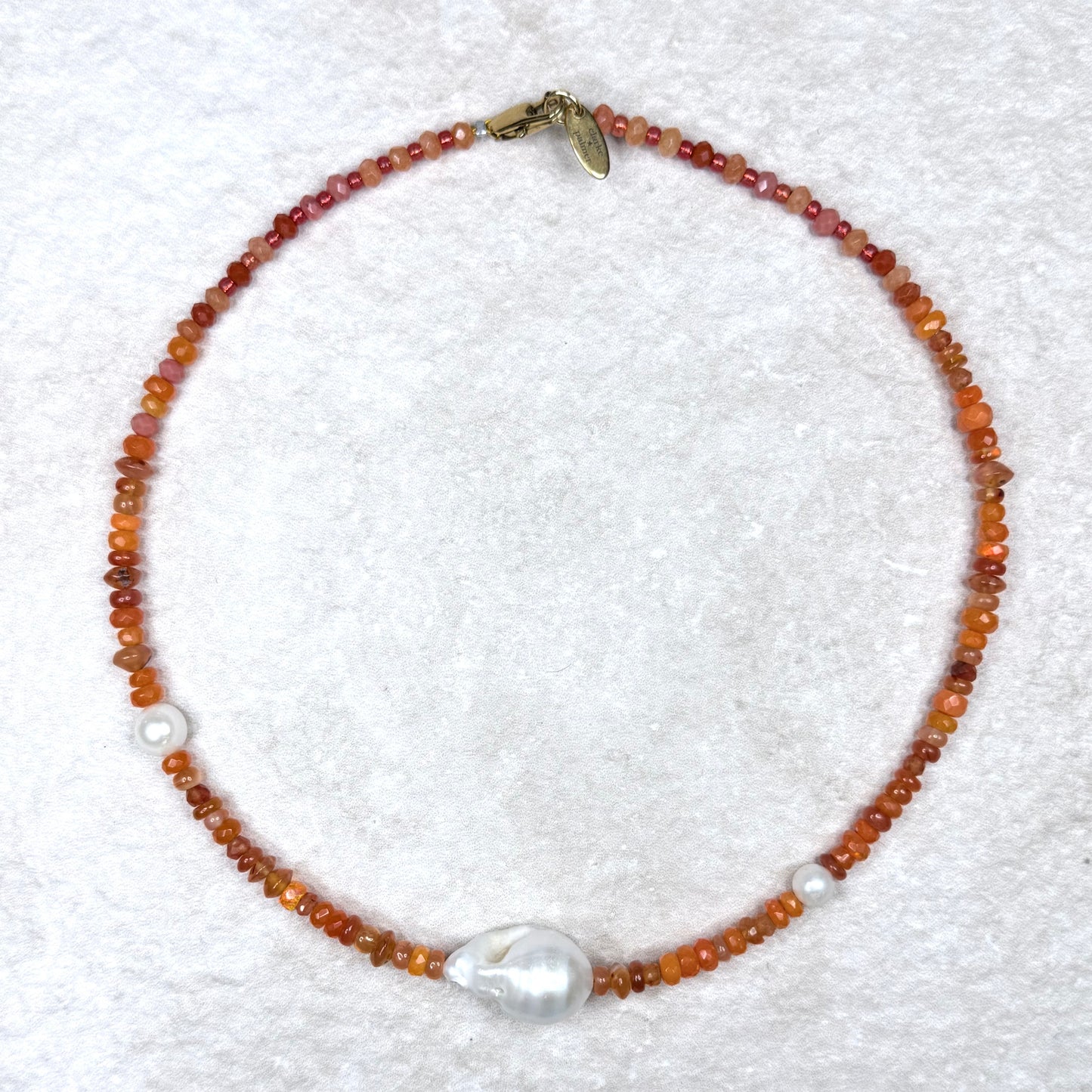 Tangerine Burst Lumière Necklace | Baroque Pearl | Carnelian & Opal | CLARKE PALMER