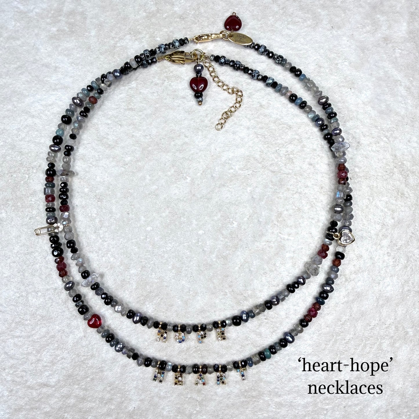 Chain of Hope ‘Wear Your Heart’ Heart/Hope Necklace | Ruby, Garnet & Mixed Gemstone Necklace | Handmade Jewellery | CLARKE PALMER