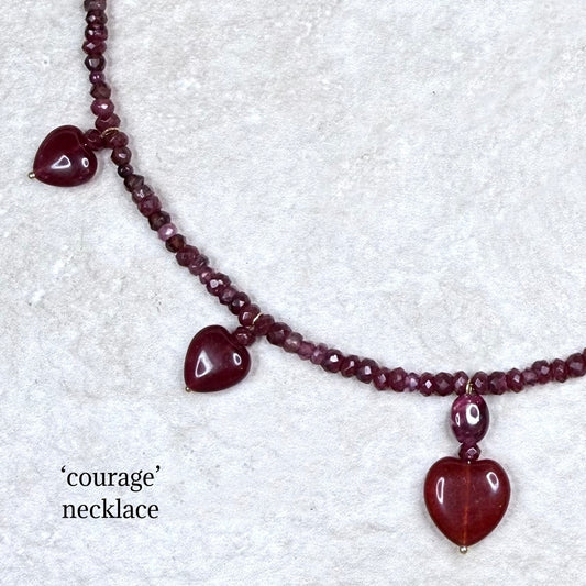 Chain of Hope ‘Wear Your Heart’ Courage Heart Necklace | Ruby, Garnet & Pink Tourmaline Necklace | Handmade Gemstone Jewellery | CLARKE PALMER