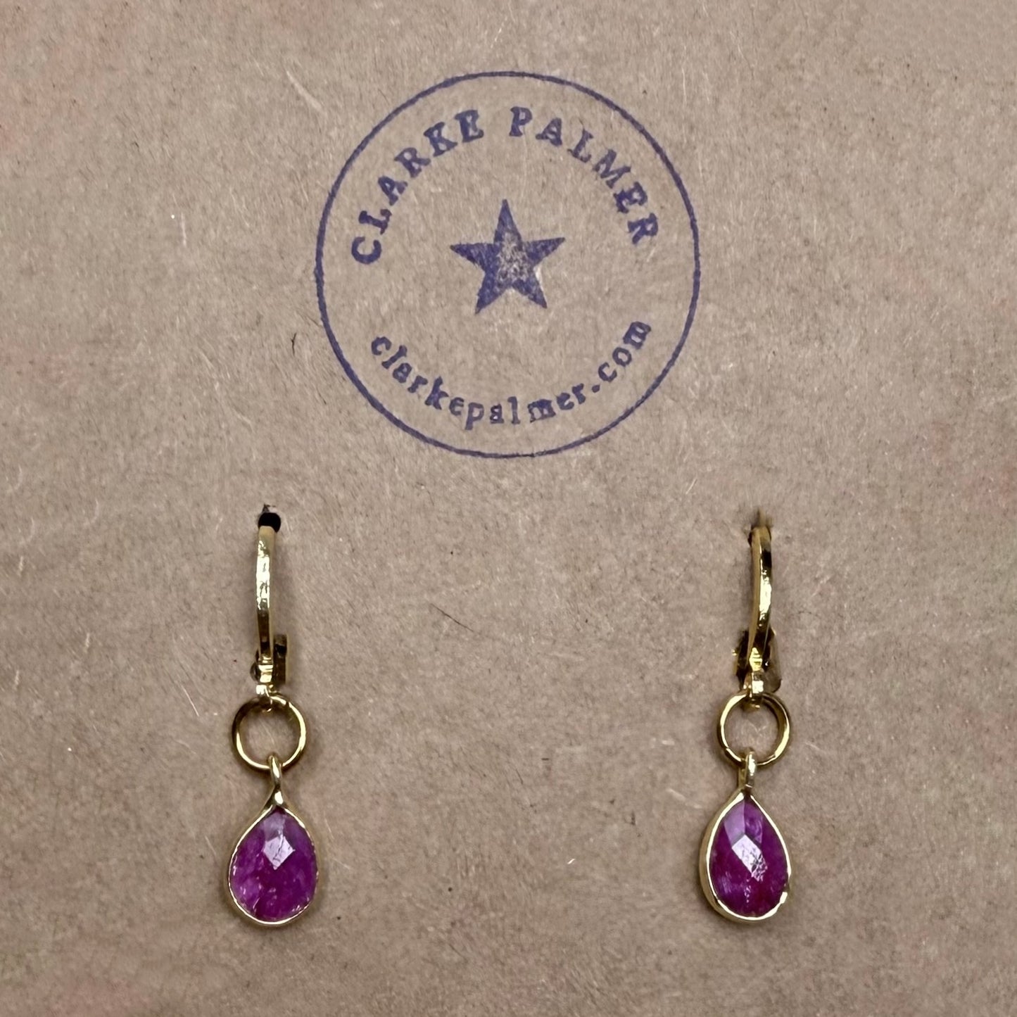 Briolette Drop Earrings - Ruby, Gold Vermeil - CLARKE PALMER