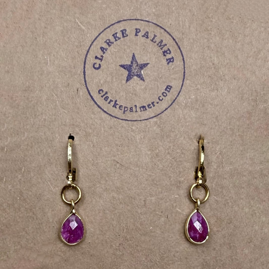 Briolette Drop Earrings - Ruby, Gold Vermeil - CLARKE PALMER