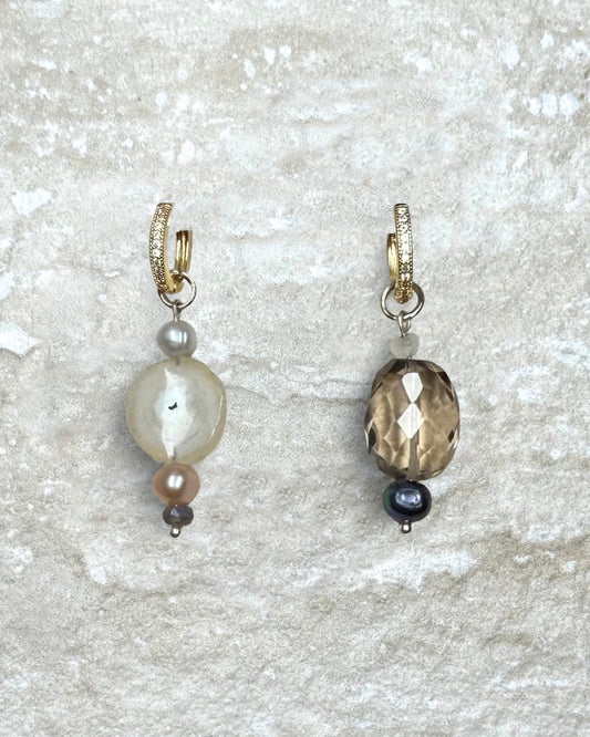 Naked Beach Quartz & Pearl Earrings