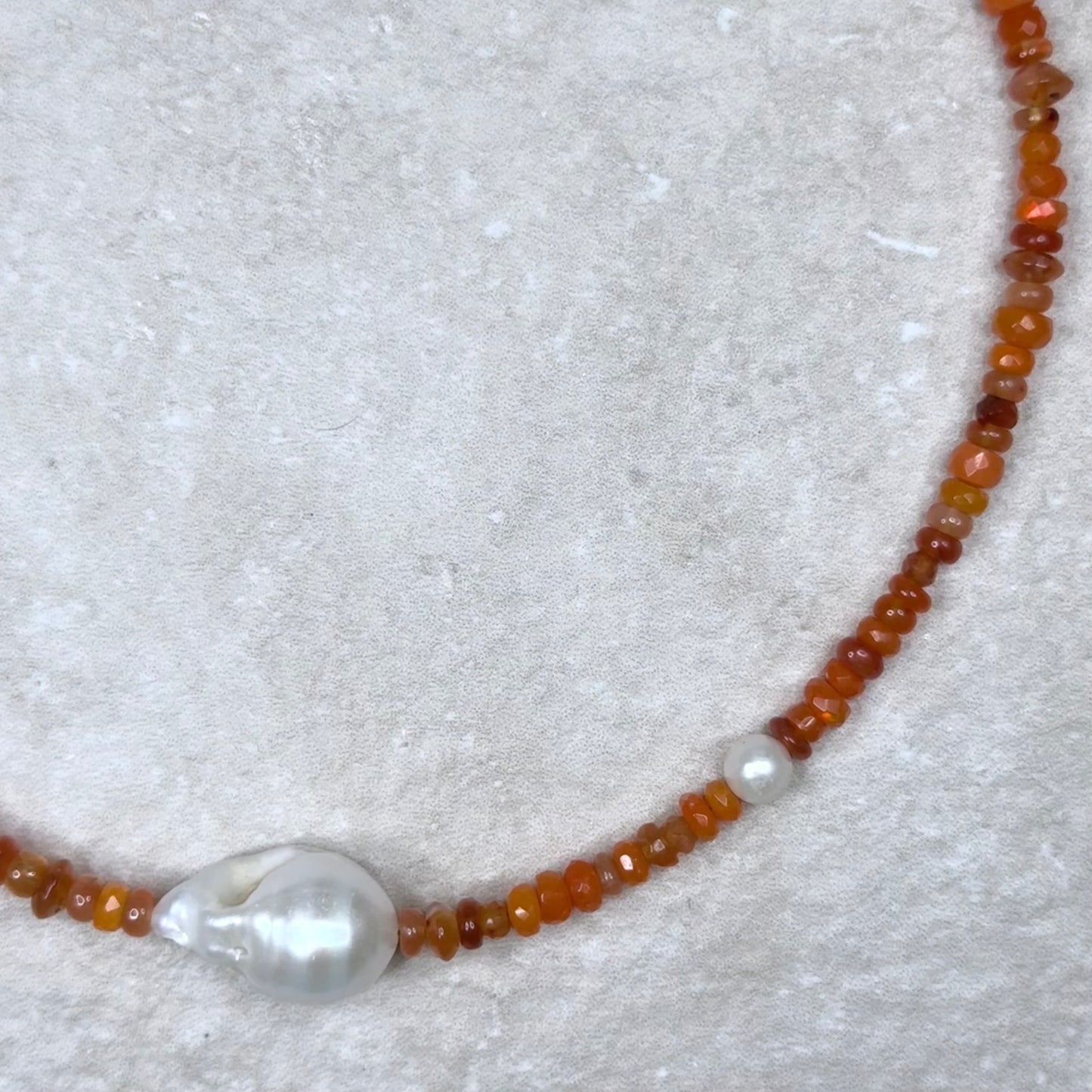 Tangerine Burst Lumière Necklace | Baroque Pearl | Carnelian & Opal | CLARKE PALMER