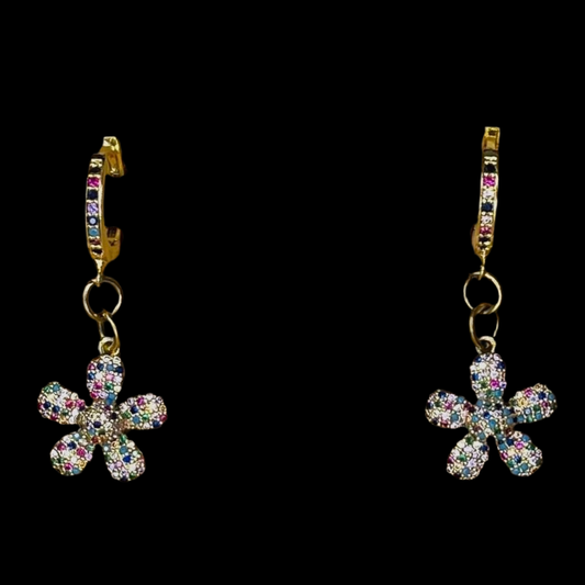 Rainbow Daisy CZ Earrings