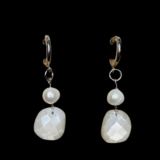 Cloud 9 Moonstone and Pearl Earrings